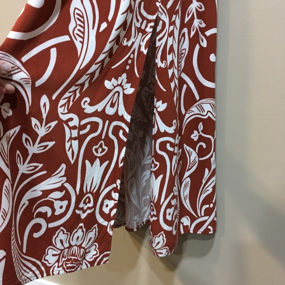 MSK Floral Halter Maxi Dress Womens L Rust Brown Paisley Boho Long Wedding Guest - Picture 3 of 12